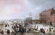 Hendrick Avercamp A Scene on the Ice near a Brewery oil painting reproduction